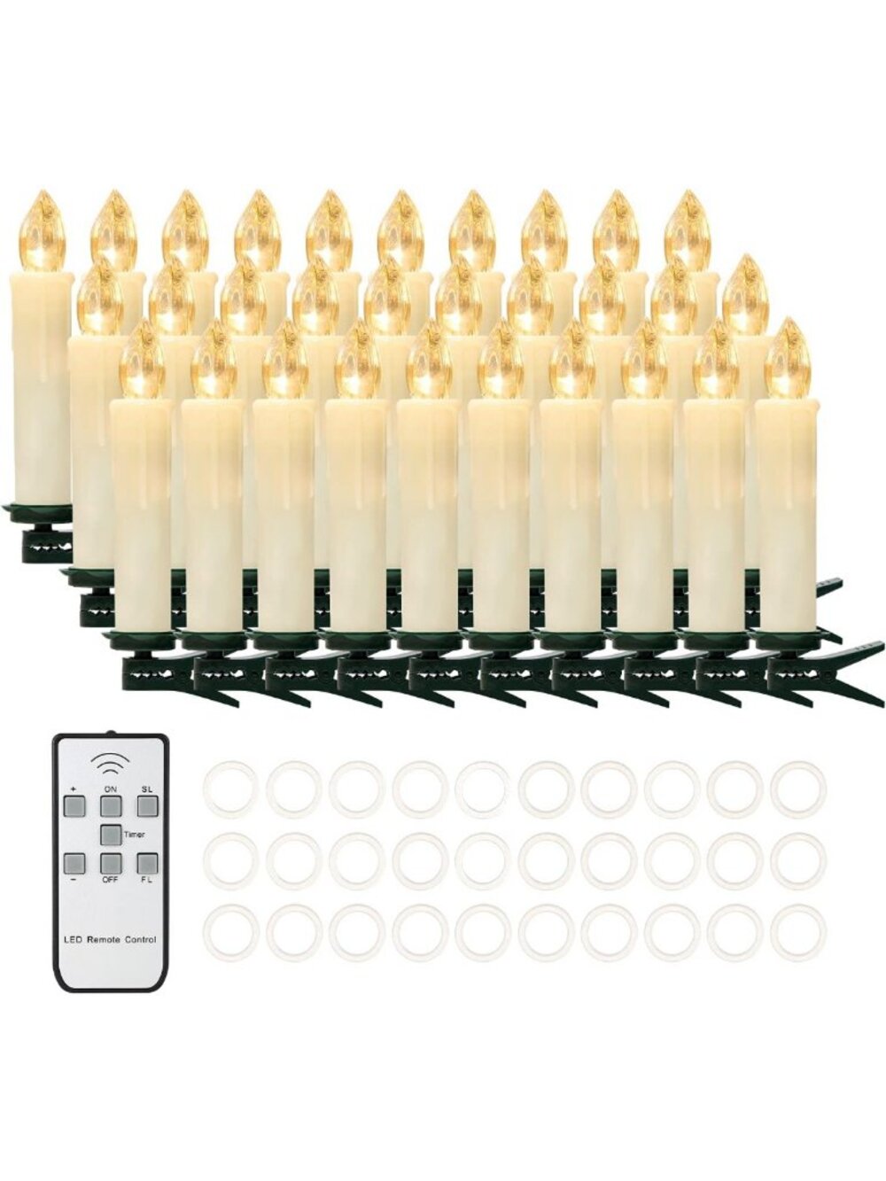 30 PCS Flameless LED Taper Candles with Remote Timer - Battery Operated Holiday